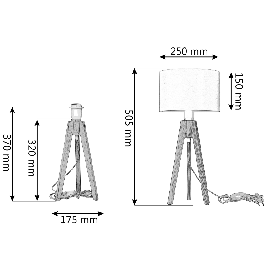 Lámpara de mesa ALBA 1xE27/15W/230V blanco/dorado/roble