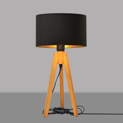Lámpara de mesa ALBA 1xE27/15W/230V negro/dorado/roble
