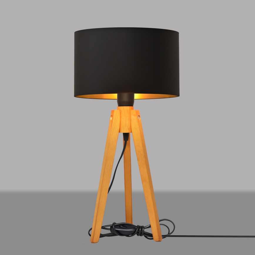 Lámpara de mesa ALBA 1xE27/15W/230V negro/dorado/roble