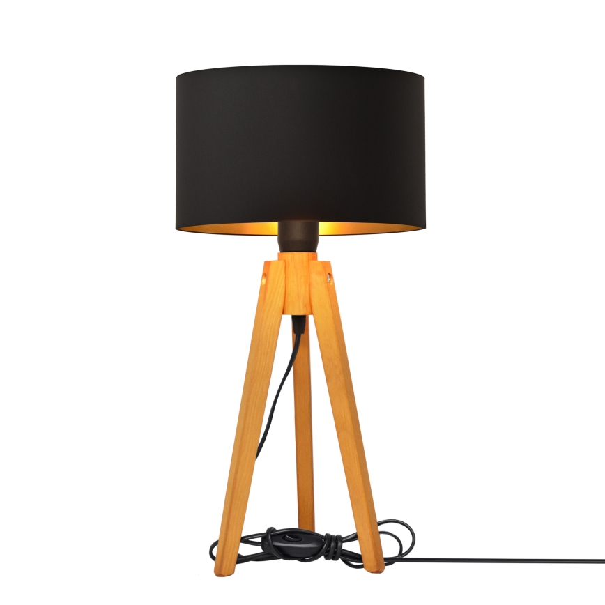 Lámpara de mesa ALBA 1xE27/15W/230V negro/dorado/roble