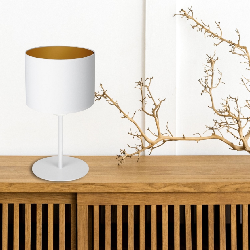Lámpara de mesa ARDEN 1xE27/60W/230V diá. 18 cm blanco/dorado
