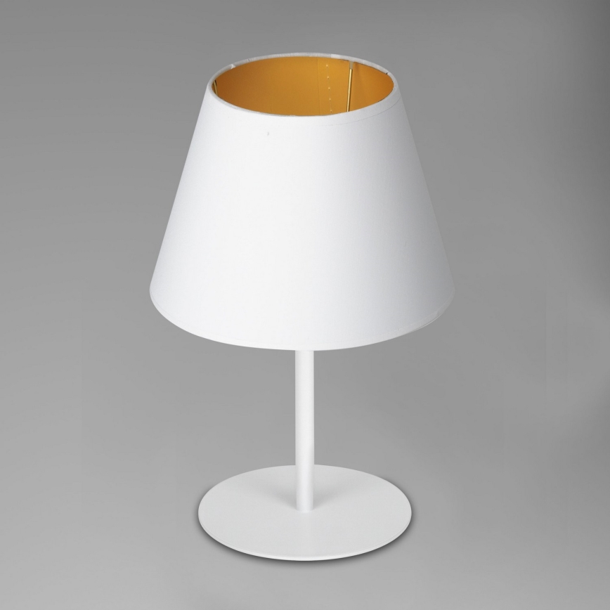 Lámpara de mesa ARDEN 1xE27/60W/230V Ø 20 cm blanca/dorada