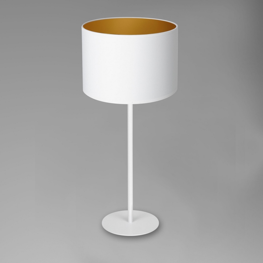 Lámpara de mesa ARDEN 1xE27/60W/230V Ø 25 cm blanca/dorada