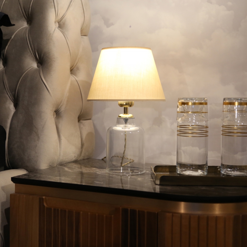Lámpara de mesa AYD 1xE27/40W/230V beige/transparente