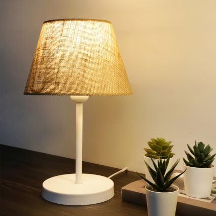 Lámpara de mesa AYD 1xE27/40W/230V marrón/blanco
