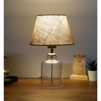 Lámpara de mesa AYD 1xE27/40W/230V marrón/transparente