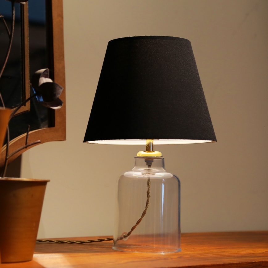 Lámpara de mesa AYD 1xE27/40W/230V negra/transparente