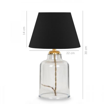 Lámpara de mesa AYD 1xE27/40W/230V negra/transparente