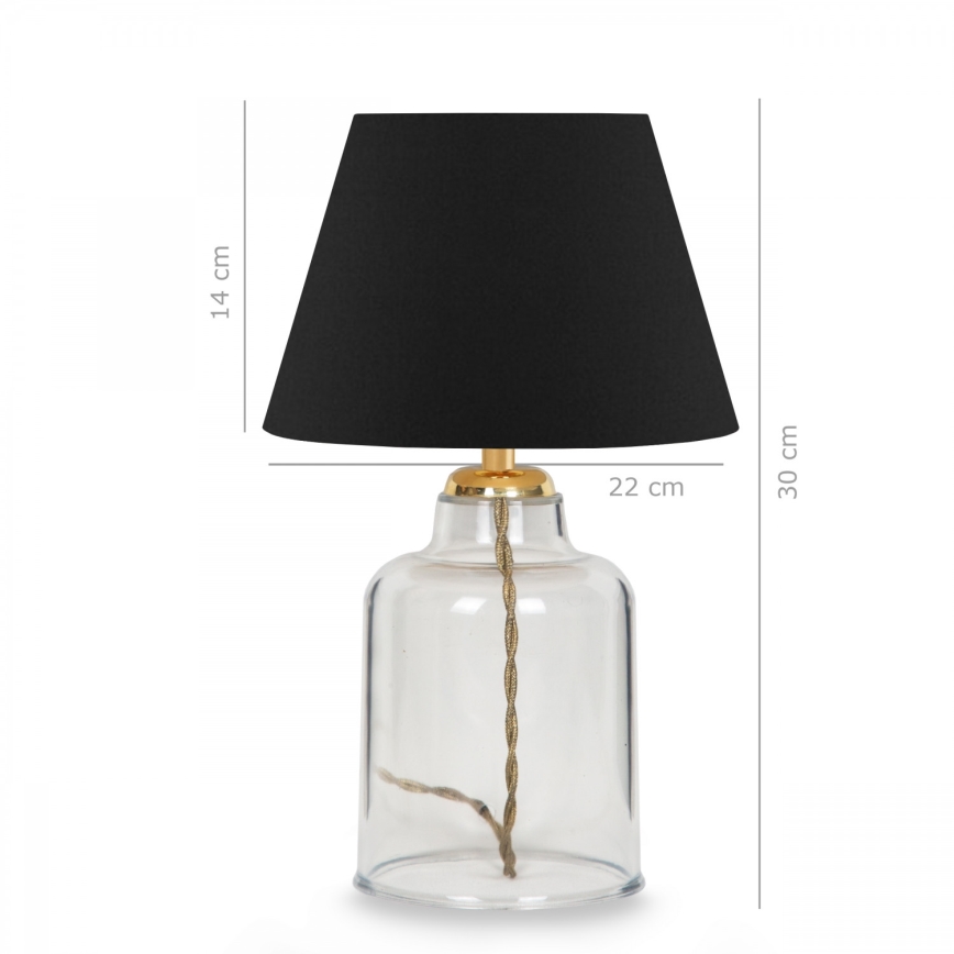 Lámpara de mesa AYD 1xE27/40W/230V negra/transparente