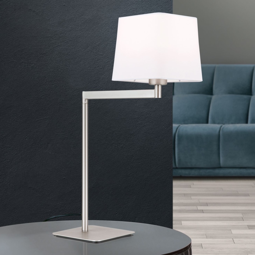 Lámpara de mesa CARLTON 1xE27/40W/230V blanco/cromo mate