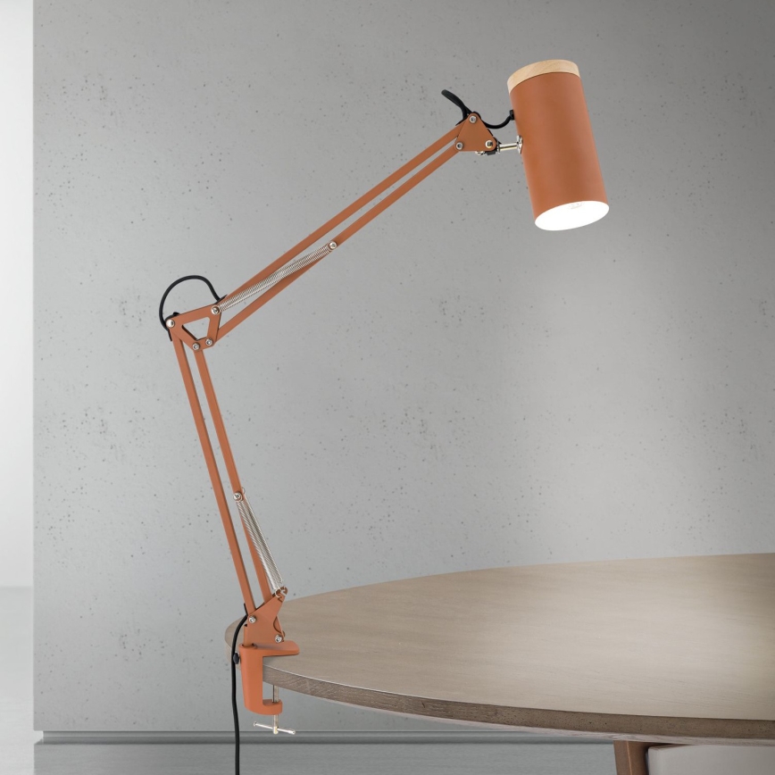 Lámpara de mesa con pinza GILI 1xE27/40W/230V color ladrillo