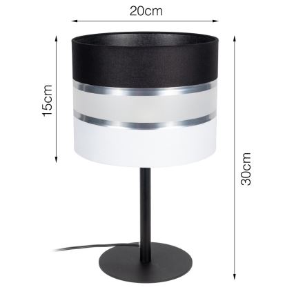 Lámpara de mesa CORAL 1xE27/60W/230V negro/blanco