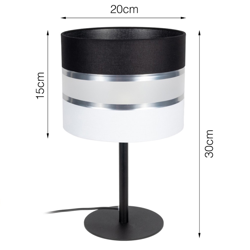 Lámpara de mesa CORAL 1xE27/60W/230V negro/blanco