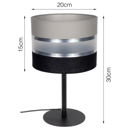 Lámpara de mesa CORAL 1xE27/60W/230V negro/gris