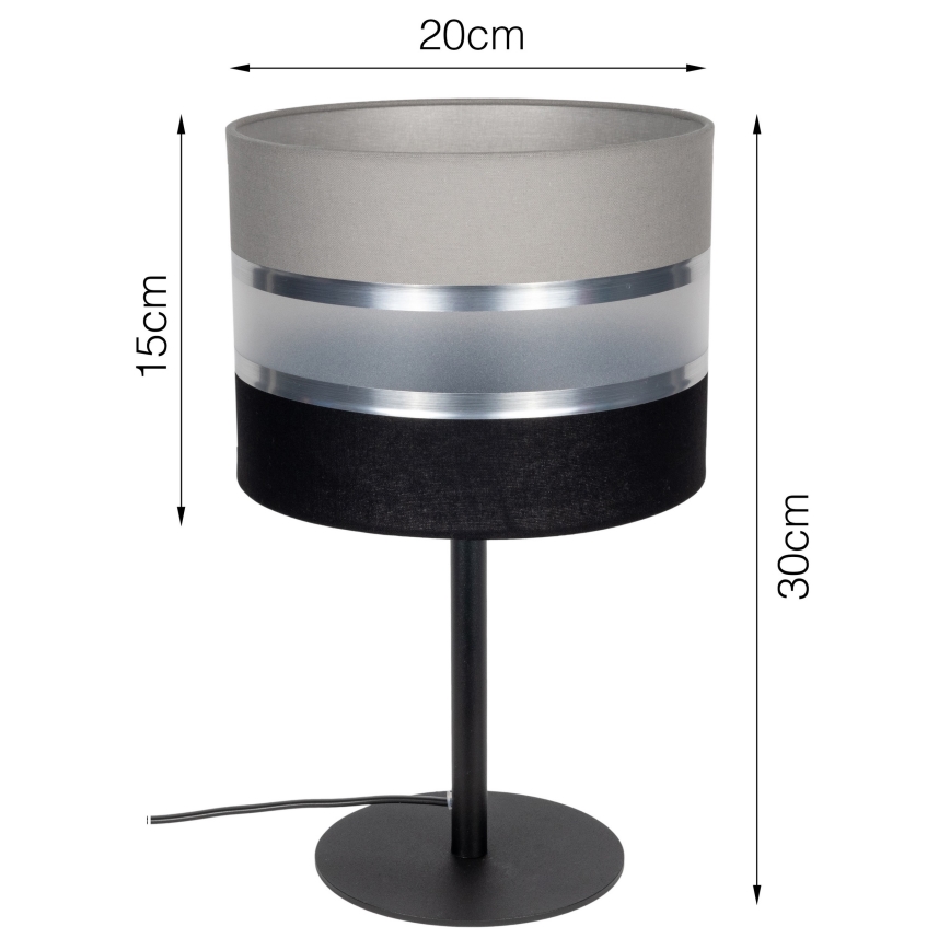 Lámpara de mesa CORAL 1xE27/60W/230V negro/gris