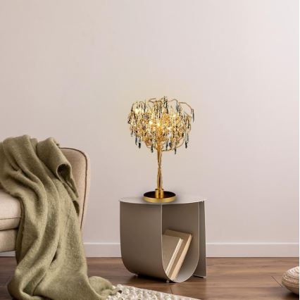 Lámpara de mesa de cristal 5xG9/40W/230V dorado