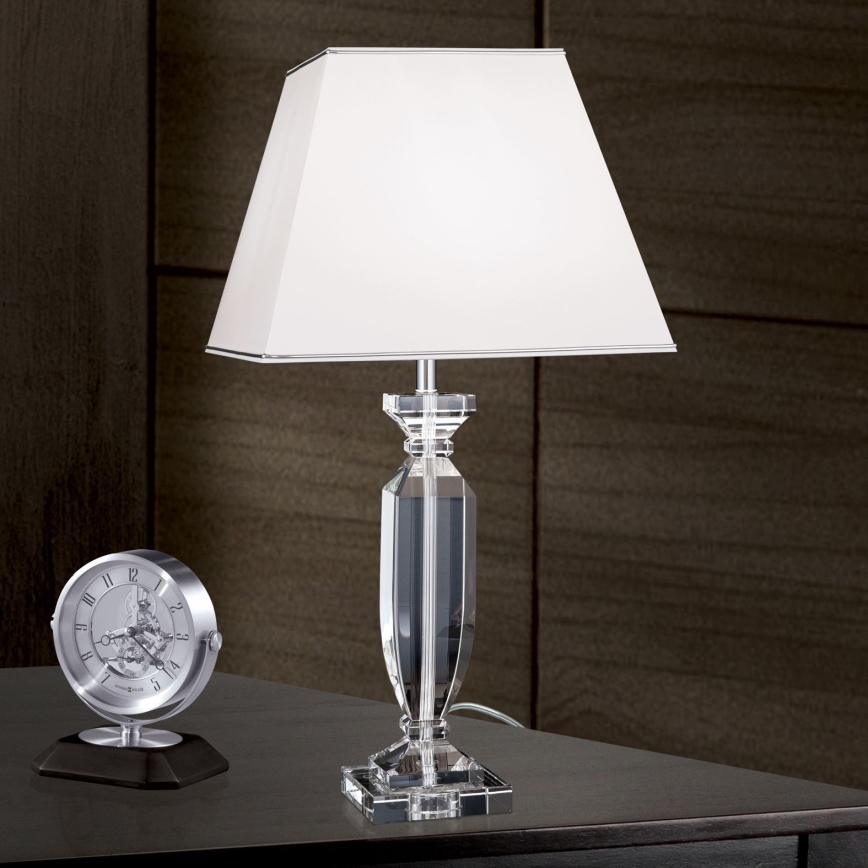 Lámpara de mesa de cristal POKAL 1xE27/60W/230V blanco/transparente