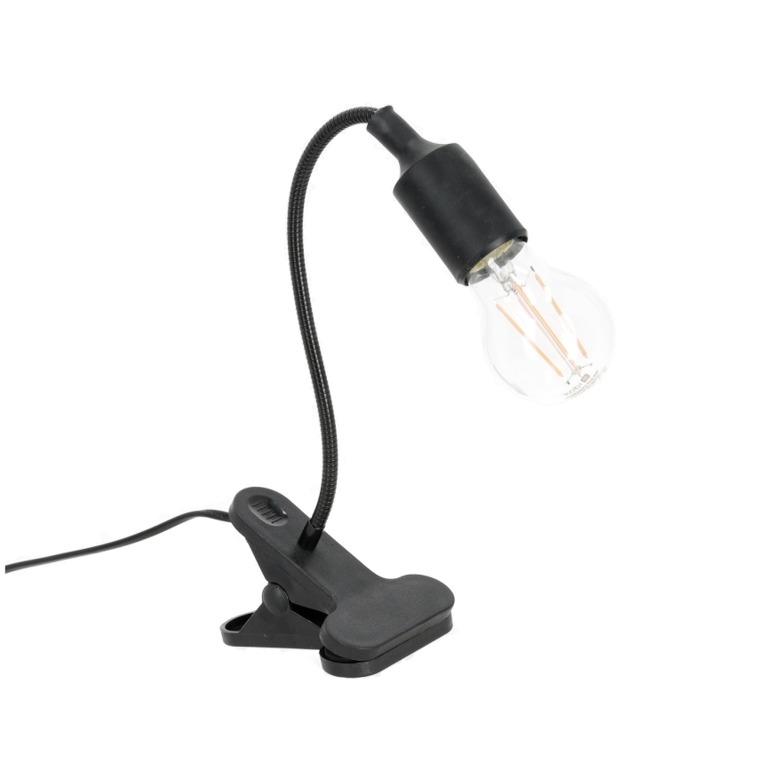 Lámpara de mesa flexible con clip CLIP 1xE27/30W/230V negro