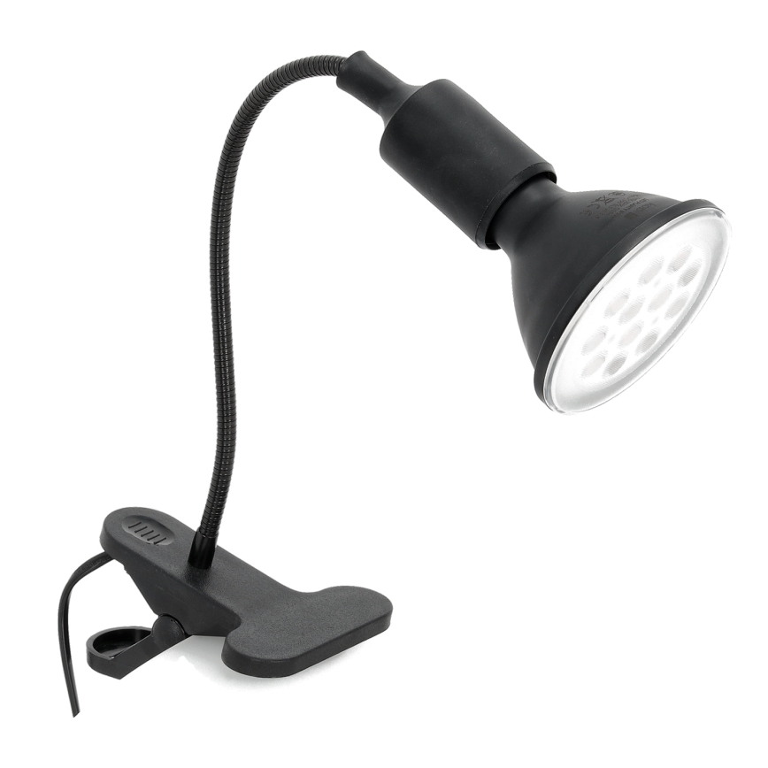 Lámpara de mesa flexible con clip CLIP 1xE27/30W/230V negro