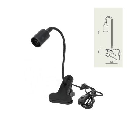 Lámpara de mesa flexible con clip CLIP 1xE27/30W/230V negro