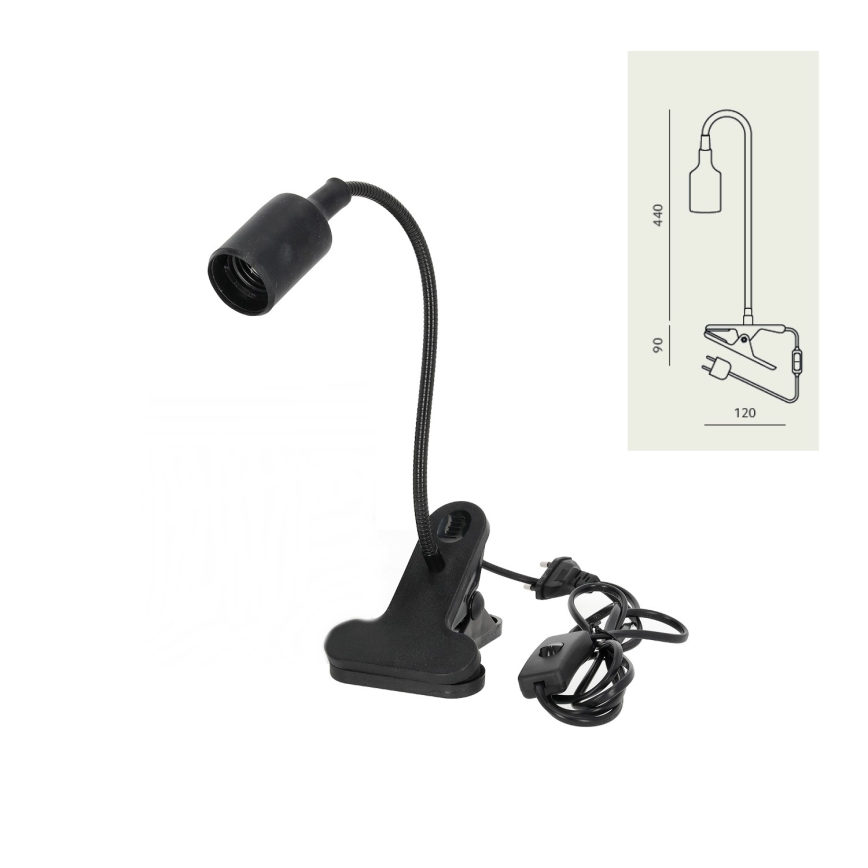 Lámpara de mesa flexible con clip CLIP 1xE27/30W/230V negro