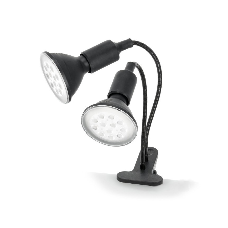 Lámpara de mesa flexible con clip para el cultivo de plantas PLANTY 2xE27/30W/230V negro