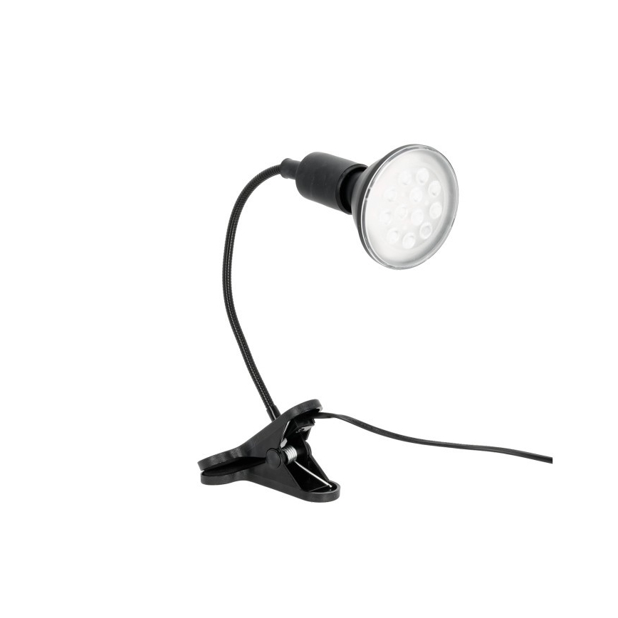 Lámpara de mesa flexible con clip para cultivo de plantas PLANTY 1xE27/30W/230V negra