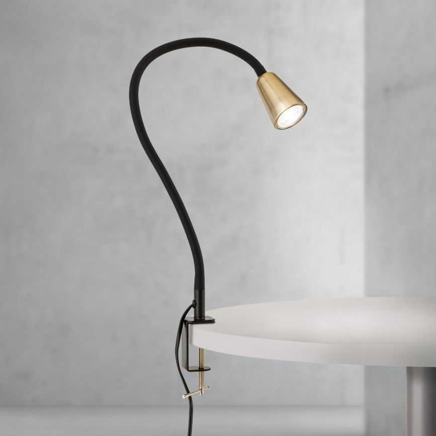 Lámpara de mesa flexible DOTTY con pinza 1xGU10/10W/230V latón/negro