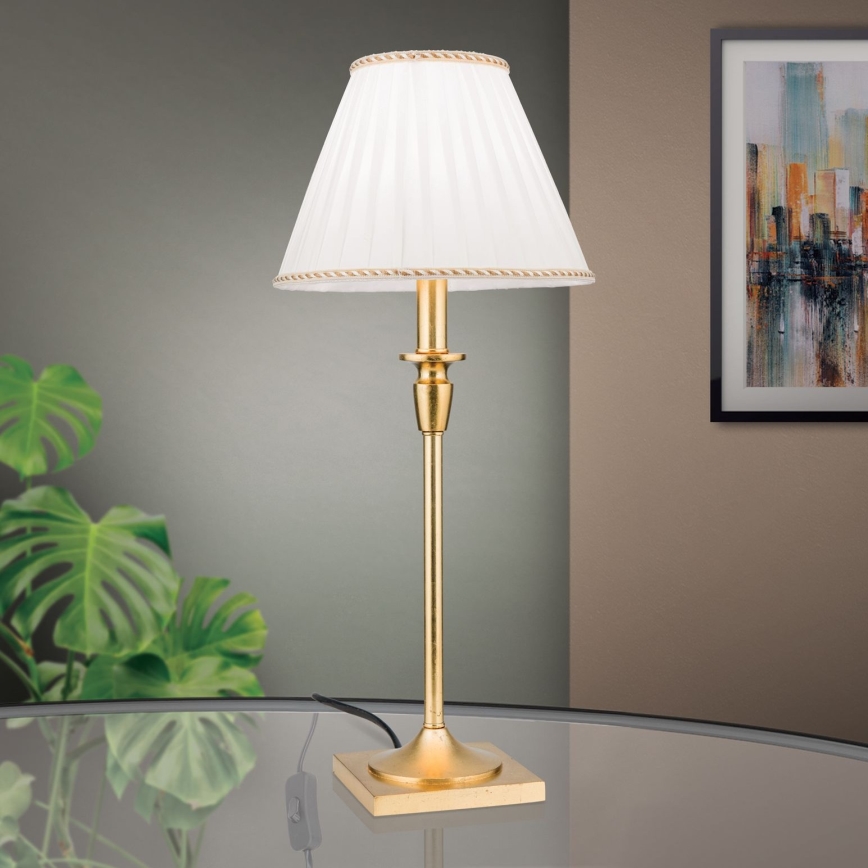 Lámpara de mesa FONSA 1xE27/60W/230V 61 cm blanco/dorado