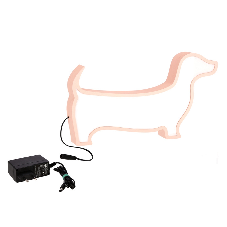 Lámpara de mesa infantil DOG LED/12W/230V rosa