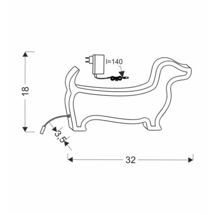Lámpara de mesa infantil DOG LED/12W/230V rosa