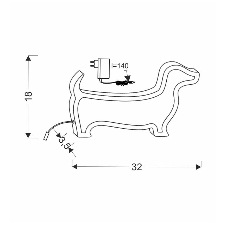 Lámpara de mesa infantil DOG LED/12W/230V rosa