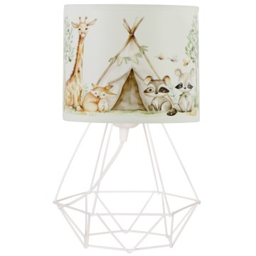 Lámpara de mesa infantil KIDS ROOM 1xE27/60W/230V, diámetro 18 cm, con motivos de animales
