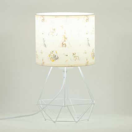 Lámpara de mesa infantil KIDS ROOM 1xE27/60W/230V Ø 18 cm con motivos de animales
