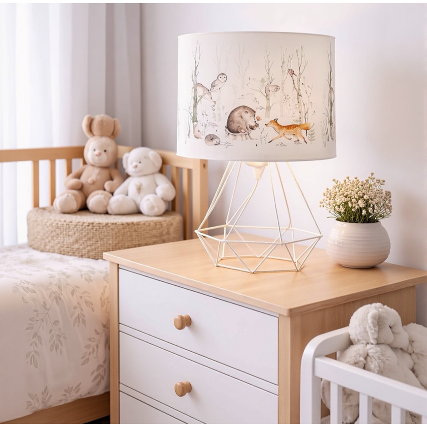 Lámpara de mesa infantil KIDS ROOM 1xE27/60W/230V Ø 18 cm con motivos de animales