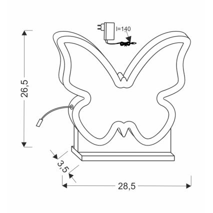 Lámpara de mesa infantil LED BUTTERFLY LED/14W/230V rosa