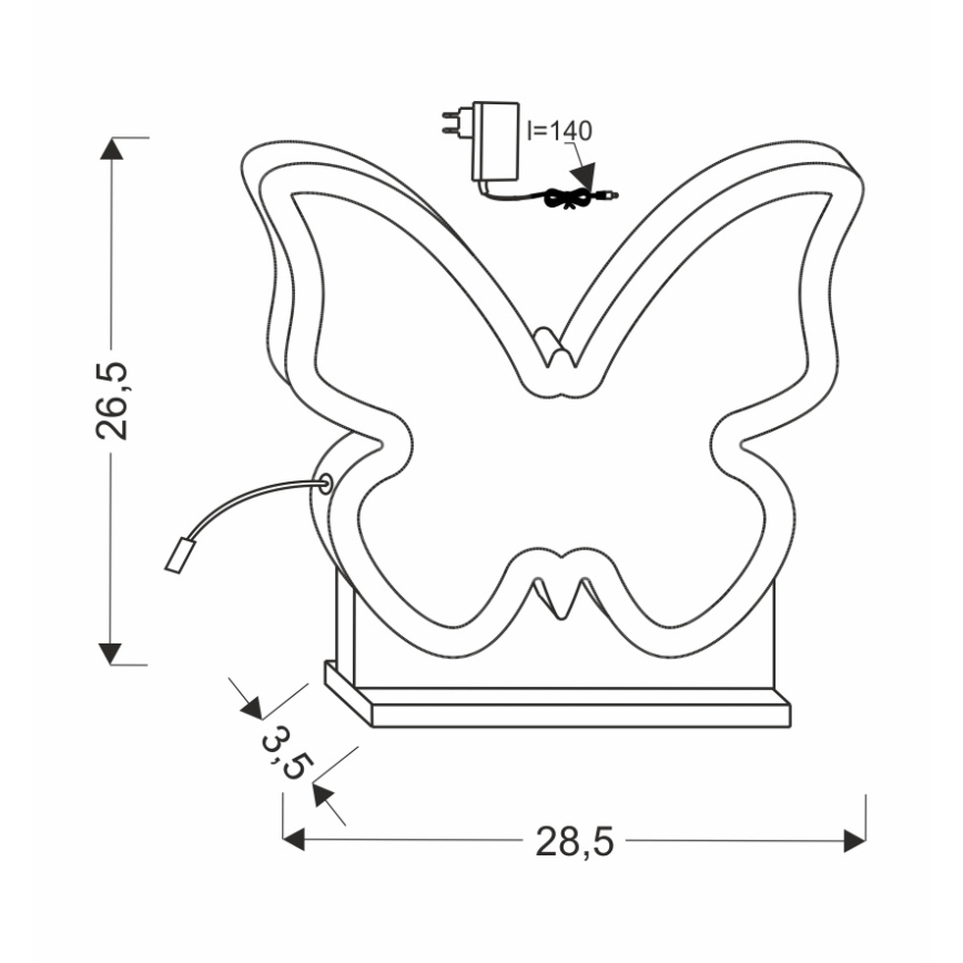 Lámpara de mesa infantil LED BUTTERFLY LED/14W/230V rosa