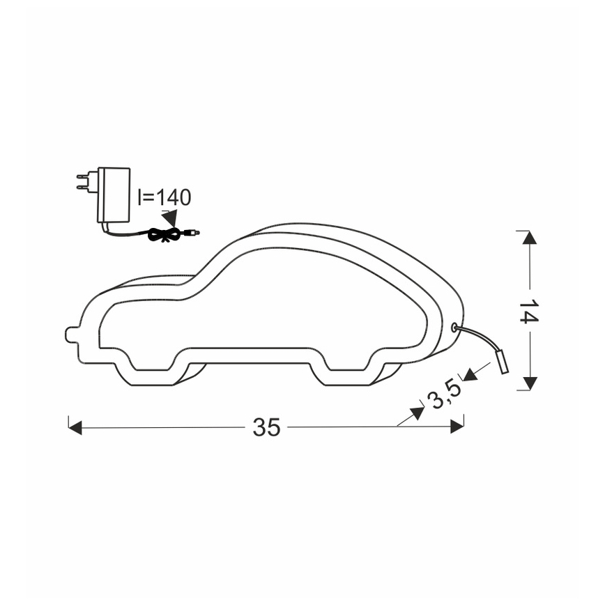 Lámpara de mesa infantil LED CAR/11W/230V rosa