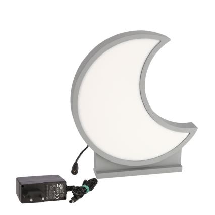 Lámpara de mesa infantil LED MOON 12W/230V gris