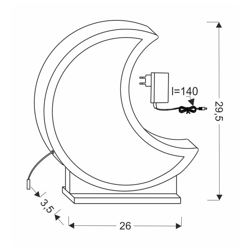 Lámpara de mesa infantil LED MOON 12W/230V gris