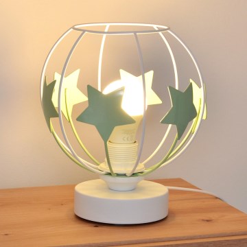 Lámpara de mesa infantil STARS 1xE27/15W/230V verde/blanco