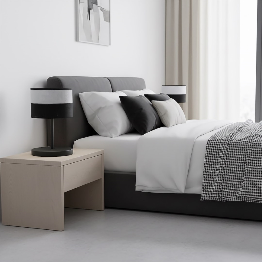 Lámpara de mesa KARBON 1xE27/15W/230V negra/gris