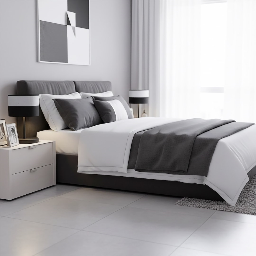 Lámpara de mesa KARBON 1xE27/15W/230V negra/gris