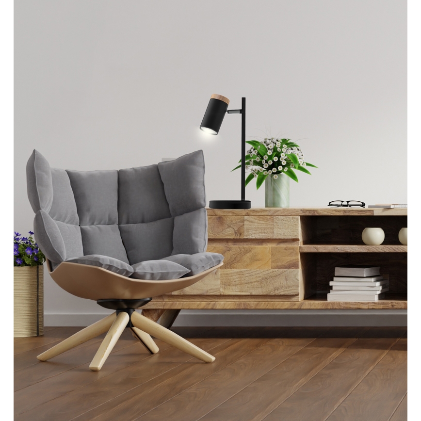 Lámpara de mesa LAGOS 1xGU10/15W/230V negro/marrón