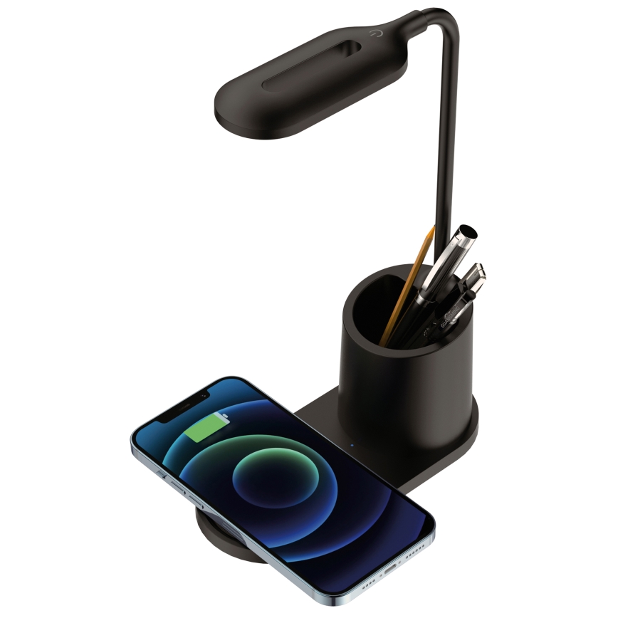 Lámpara de mesa LED LED/3W/5V con carga inalámbrica negro