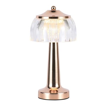 Lámpara de mesa LED recargable con atenuador táctil LED/1W/5V 3000-6000K 1800 mAh oro rosa