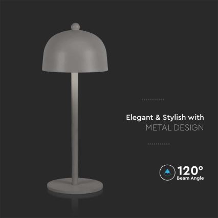 Lámpara de mesa LED recargable con atenuador táctil LED/1W/5V 3000-6000K 1800 mAh gris