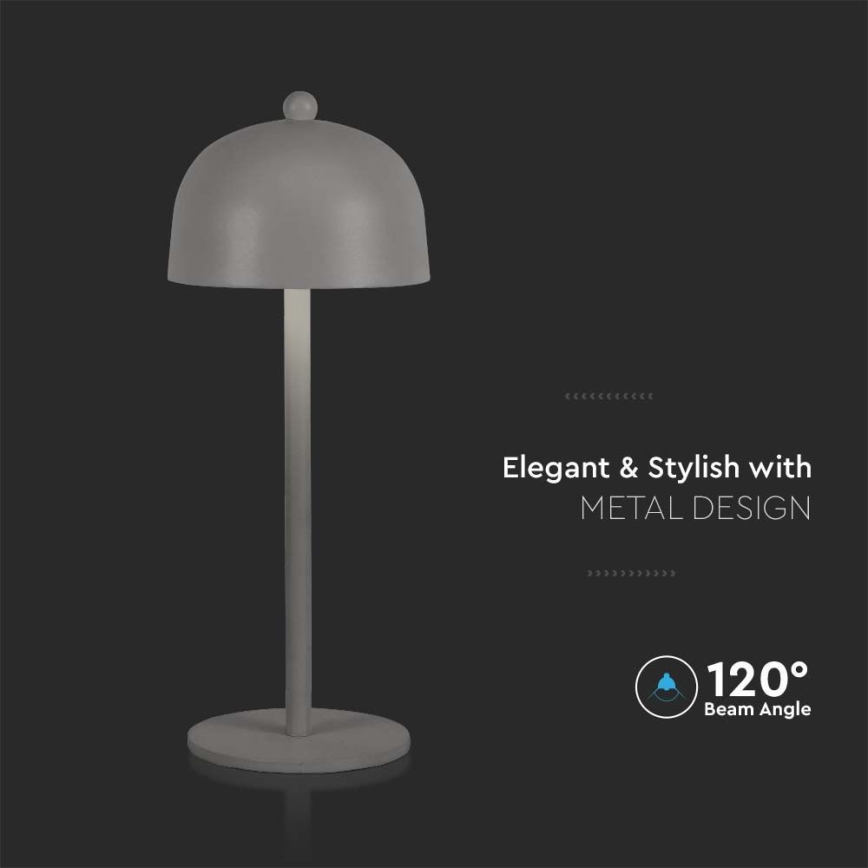 Lámpara de mesa LED recargable con atenuador táctil LED/1W/5V 3000-6000K 1800 mAh gris