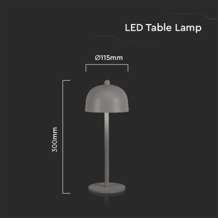 Lámpara de mesa LED recargable con atenuador táctil LED/1W/5V 3000-6000K 1800 mAh gris