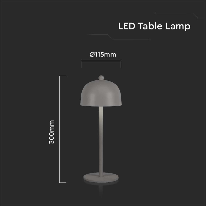 Lámpara de mesa LED recargable con atenuador táctil LED/1W/5V 3000-6000K 1800 mAh gris